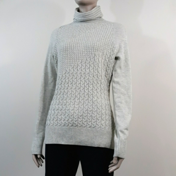 Smartwool Sweaters | Smartwool Sz M Cable Knit Turtleneck Merino Wool Blend Sweater | Color: Gray | Size: S | Britsythrift's Closet